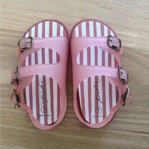 Pehr Pink Striped Kids Sandals
